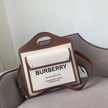 BURBERRY MINI TWO-TONE CANVAS AND LEATHER POCKET BAG 01 