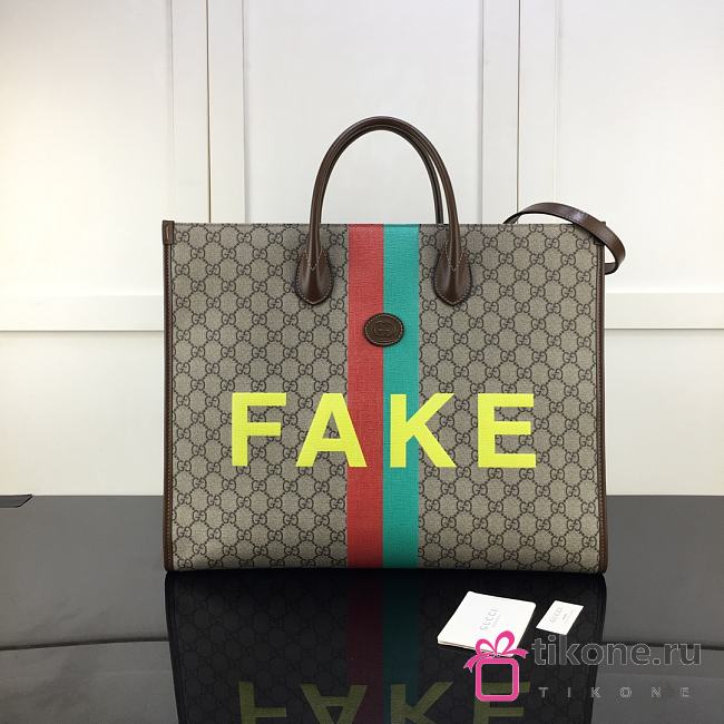 GUCCI 'FAKE/NOT' PRINT LARGE TOTE BAG 03 - 1