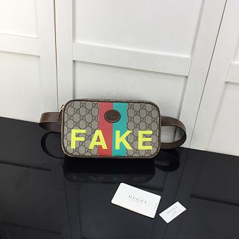 Gucci Fake Not Print Coated Canvas Belt Bag 'Beige' - 24×14×5.5cm