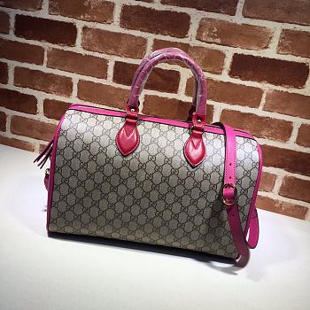 Gucci Red & Beige Boston Bag - 35×23×18.5cm