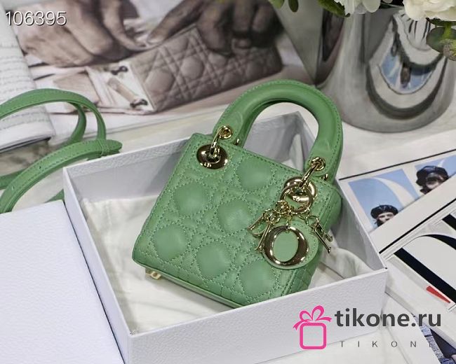 Lady Dior Micro Bag Green Cannage Lambskin - 12x10.2x5cm - 1