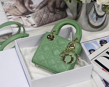 Lady Dior Micro Bag Green Cannage Lambskin - 12x10.2x5cm