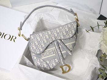 Dior Saddle Grey Bag - 25.5×20×6.5 cm