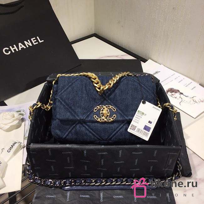 Chanel 19 Blue Denim Handbag 26cm - 1