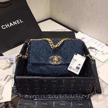 Chanel 19 Blue Denim Handbag 26cm