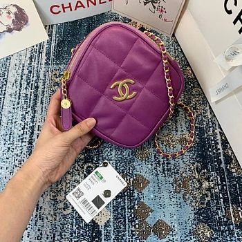 Chanel Small Diamond Purple Bag - 20×20×5cm