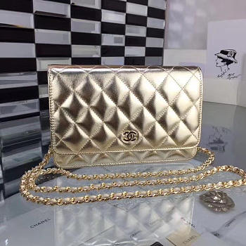 Chanel Woc Gold Leather Handbag 19cm 