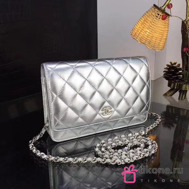 Chanel Woc Silver Leather 19cm - 1