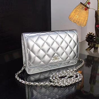 Chanel Woc Silver Leather 19cm