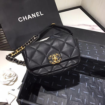 Chanel 19 Small Black Lambskin Waist Bag - 20×11×5.5cm