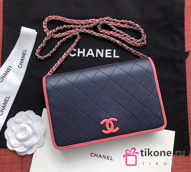 Chanel Woc Navy Blue Leather 19cm - 1