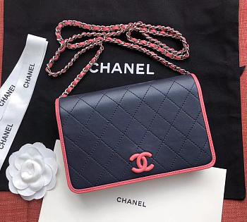 Chanel Woc Navy Blue Leather 19cm