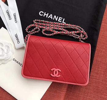 Chanel Woc Red Leather 19cm