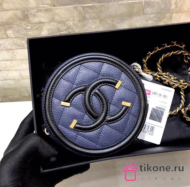 Chanel Blue Mini Round Bag 12cm - 1