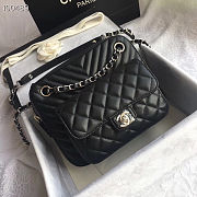 Chanel All Black Leather Handbag - 21×7×22cm - 1