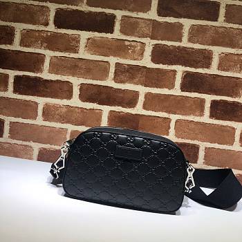 Gucci Black Leather Shoulder Bag - 24×14×7cm