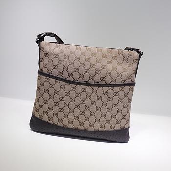 Gucci Beige & Ebony Canvas Shoulder Bag - 34×29×2cm