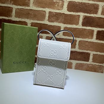 Gucci White Embossed Mini Bag - 11.5×18×3.5cm