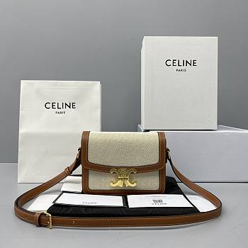 CELINE TEEN TRIOMPHE BAG IN TEXTILE AND NATURAL CALFSKIN SMALLSIZE