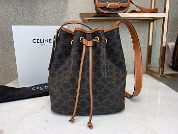 CELINE MEDIUM DRAWSTRING BAG IN TRIOMPHE CANVAS