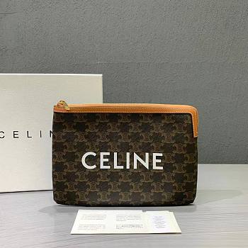 CELINE SMALL POUCH IN TRIOMPHE CANVAS AND LAMBSKIN