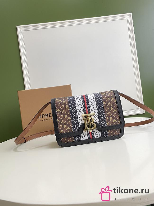 BURBERRY MONOGRAM STRIPE E-CANVAS NOTE CROSSBODY BAG - 1