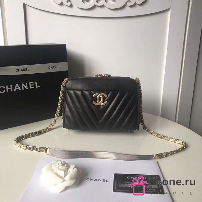 Chanel Black Leather Handbag 20cm - 1