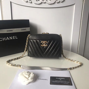 Chanel Black Leather Handbag 20cm