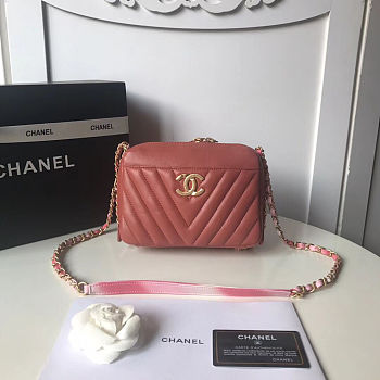 Chanel Pink  Leather Handbag 20cm