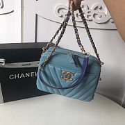 Chanel Blue Leather Bag 20cm - 5