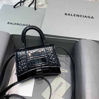 Balenciaga Mini Hourglass Crocodile Black With Black Buckle – 11.5x14x4.5 cm