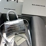 Balenciaga Mini Hourglass Crocodile Silver With Black Buckle – 11.5x14x4.5 cm - 2