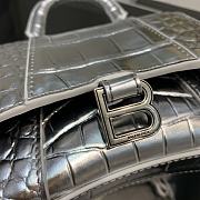 Balenciaga Mini Hourglass Crocodile Silver With Black Buckle – 11.5x14x4.5 cm - 3