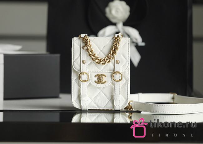 Chanel Mini Vertical Flap Bag Cowhide Gold Hardware White – 28700 – 17x14x7 cm - 1