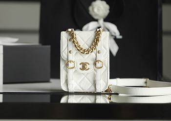 Chanel Mini Vertical Flap Bag Cowhide Gold Hardware White – 28700 – 17x14x7 cm