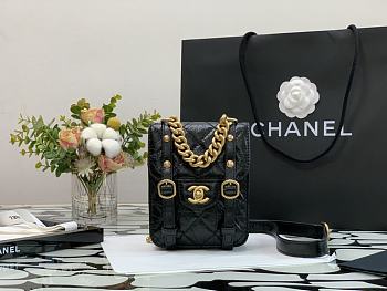 Chanel Mini Vertical Flap Bag Cowhide Gold Hardware Black – 28700 – 17x14x7 cm