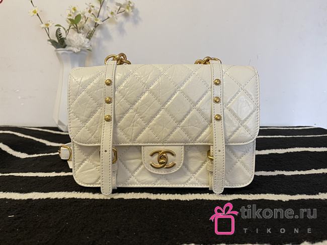 Chanel Flap Bag Cowhide Gold Hardware White – 28700 – 17x25x8 cm - 1