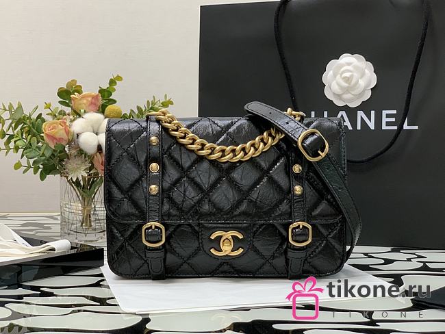 Chanel Flap Bag Cowhide Gold Hardware Black – 28700 – 17x25x8 cm - 1