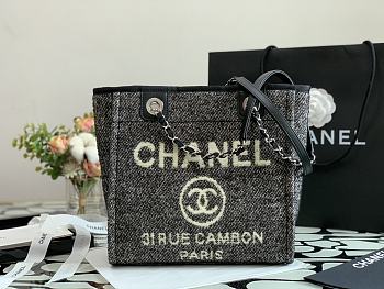 Chanel Shopping Canvas Bag Black –28 cm