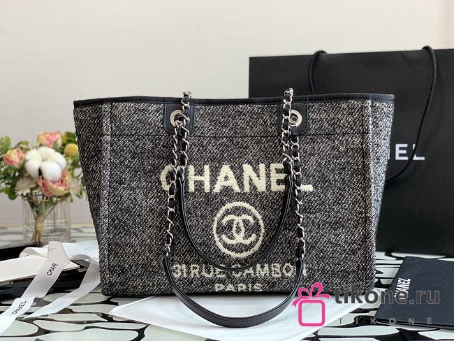 Chanel Shopping Canvas Bag Black – 34 cm - 1