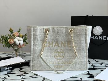 Chanel Shopping Canvas Bag White 35cm