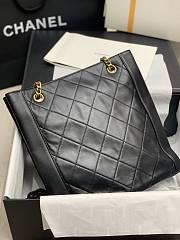 Chanel Calfskin With All-Bronze Vintage Gold Accessories Shopping Bag Black –30x29x7.5 cm - 3