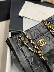 Chanel Calfskin With All-Bronze Vintage Gold Accessories Shopping Bag Black –30x29x7.5 cm - 6