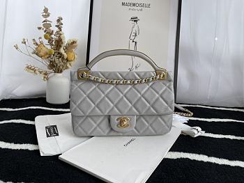 Chanel Craft Workshop Cowhide Gray Handbag  – 22 cm