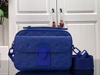 Louis Vuitton S Lock Embossed Taurillon Leather Blue Bag M58489 – 22x18x8cm 