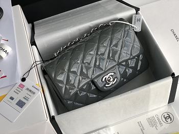 Chanel Quilted Patent Leather Classic New Mini Flap Bag Light Grey With Silver Hardware – 1116 – 20 cm