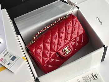 Chanel Quilted Patent Leather Classic New Mini Flap Bag Light Red With Gold Hardware – 1116 – 20 cm