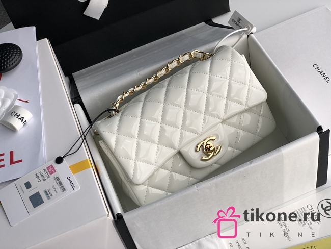 Chanel Quilted Patent Leather Classic New Mini Flap Bag White With Gold Hardware – 1116 – 20 cm - 1