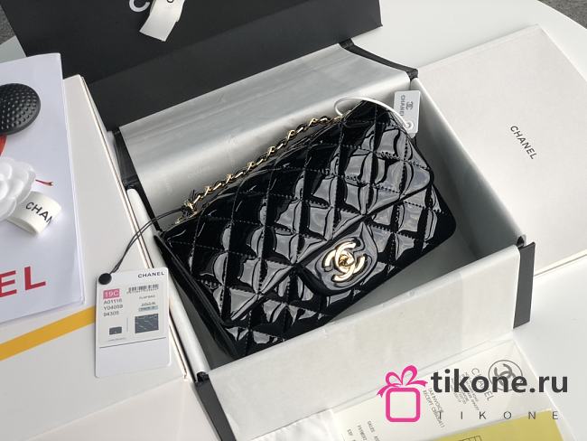 Chanel Quilted Patent Leather Classic New Mini Flap Bag Black With Gold Hardware – 1116 – 20 cm - 1