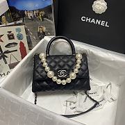 Chanel Coco Black Handle Pearl Chain Caviar Silver Hardware Small - 2215 – 19 cm - 1